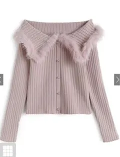 GRLファーオフショルダーニットトップス新品　ピンク定価2899円