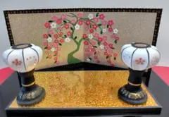 ⑥ひな祭り 屏風 敷台 ぼんぼりの3点セット
