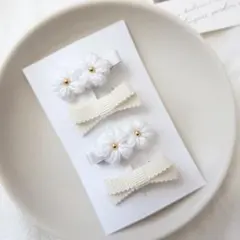 【新作】ヘアクリップ ヘアピン 4点セット ベビー 赤ちゃん 【春夏毛糸】