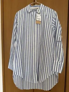 新品未使用タグ付き　ZARA ストライプ　シャツ　ブルー　XS 24