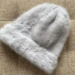 グレー ファー風 ニット帽