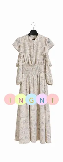 ［美品］INGNI 花柄肩あきワンピース　花柄