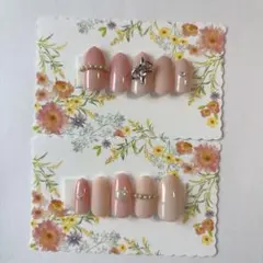 ネイルチップ ワンホン 可愛い 韓国 ピンク パール ハート