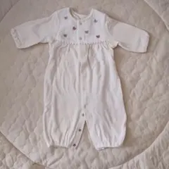 ホワイト動物刺繍ロンパース 50〜70cm
