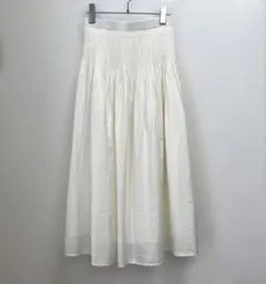 ロング　フレア　スカート　白　ホワイト　アイボリー　Aライン　プリーツ　未使用
