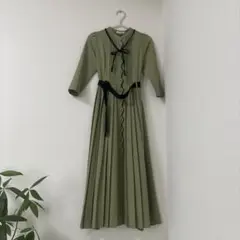【REDYAZEL】プリーツドレス 長袖 リボン付き