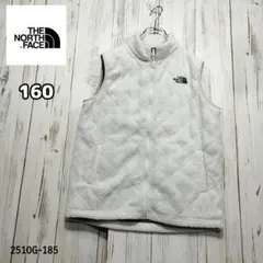 ノースフェイス✩中綿フリース軽量ダウンベスト　キッズ160 ホワイト×ロゴカーキ