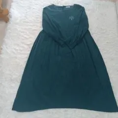 Samansa Mos2 ダークグリーン 長袖ワンピース
