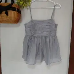 グレイル　キャミソール グレー シャーリング ペプラム