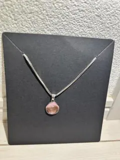 ネックレス ピンク ストーン シルバー 1粒 ラウンド型 シンプル 可愛い