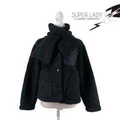 12T433☆SUPERLADY 山本寛斎 ボアジャケット マフラー付 アウター