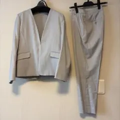 グリーンレーベル　グレー ノーカラージャケット パンツセットアップ　Mサイズ