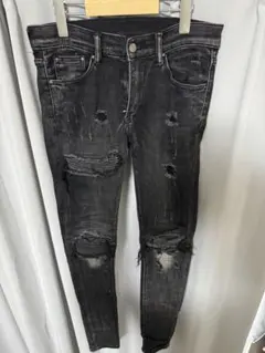 mnml ダメージ加工 デニムパンツ グレー - メルカリ