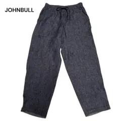 【美品】ジョンブル ヘビーリネンイージーパンツ リネンウエストゴムグレーメンズ春