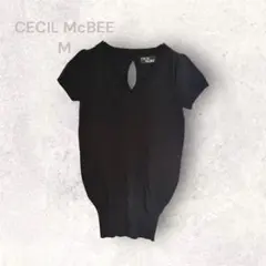 CECIL McBEE セシルマクビー　黒　半袖ニット　シンプル　ベーシック