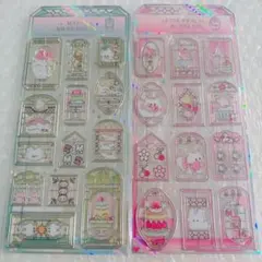 ステンドグラス風　シール　ピンク　グリーン