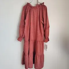 タグ付き レトロガール 2wayロングワンピース ドット柄 長そで フリル