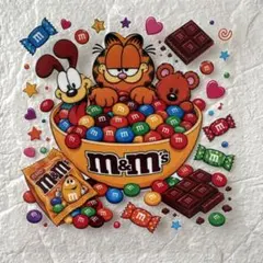 ハーフカプラ ガーフィールド M&M's ④ イエロー 防水ステッカー