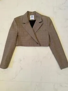 ZARA チェック柄 クロップドジャケット新品