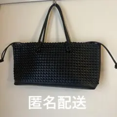 編み込み　トートバッグ ブラックのサムネイル