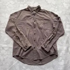 ブラウン ボタン付き長袖シャツ　Mサイズ
