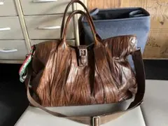 ボロビアンコ　レザートートショルダーバッグ　ブラウン