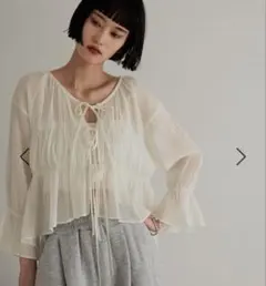 LOWRYS FARM ヨウリュウシャーリングブラウス　 ホワイト