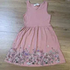 H&M サーモンピンク 花柄 ワンピース 140