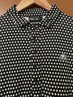 adidasゴルフ　ドット柄 長袖ポロシャツ　綿100%