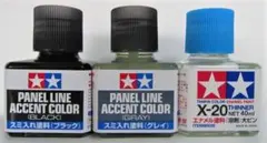 スミ入れ塗料＆溶剤セット【ブラック131】【グレイ133】【溶剤X-20】のサムネイル