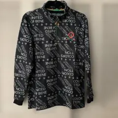 ＜ベネトン＞ラクラク総柄ハイネックシャツ　ブラック　ゴルフ用ハーフジップシャツのサムネイル