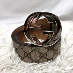 GUCCI グッチ　インターロッキング　ベルト　シマ総柄　メンズ