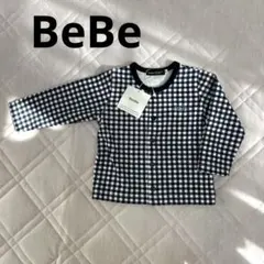 未使用 BeBe チェック柄 カーディガン 80cm ネイビー
