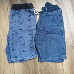 恐竜柄デニム風ハーフパンツ 120サイズ