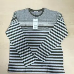 AQUASCUTUM 七分袖カットソー LL グレー/ストライプ - メルカリ