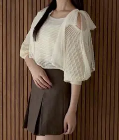 【完売品】Ambre Neige 2way メッシュリボントップス　夏　透けのサムネイル