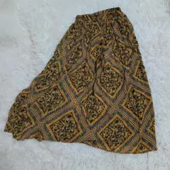 美品（ELVENCE DEUX）花柄フレアスカートイエロー系（38 ）