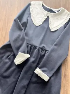 ZARA kids★ネイビー フリル襟 ワンピース★128cmセレモニースタイル