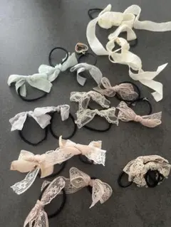 リボン付きヘアゴムセット