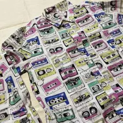 CIAO 羽衣シャツ　日本製　コットンシャツ　カセットテープ柄　L 面白柄のサムネイル