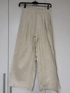 アイボリー コーデュロイ ワイドパンツ