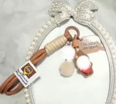 キャラクター付きキーホルダー ブラウン ハンドメイド