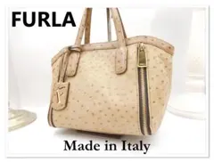✨FURLA フルラ　ミニボストン　オーストリッチ風型押しレザーのサムネイル
