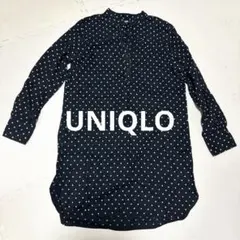 UNIQLO シャツワンピース 長袖 M ドット　黒