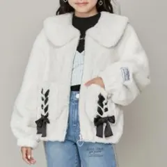 ジェニィラブ　エコファーえり付レースアップブルゾン　160cm