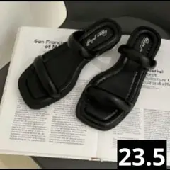 ブラック 厚底ヒールサンダル 24.0cm23.5cmサンダルミュール