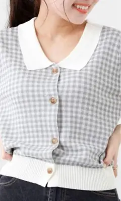OLIVE des OLIVE チェック柄カーディガン