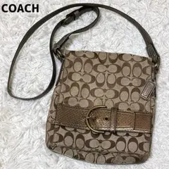 良品✨コーチ ショルダーバッグ シグネチャー パイソン型押し キャンバス Y2K