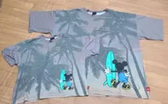 【親子リンクコーデ】ミッキーマウス サーフボード Tシャツ 2枚セット 110