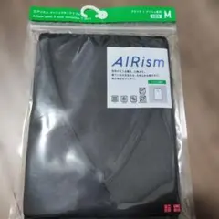 新品UNIQLO エアリズム メッシュ VネックTシャツ M ブラック